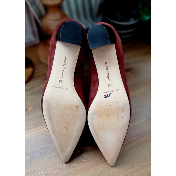 Manolo Blahnik Tiraba Terracotta Red Suede Ankle Boots - Picture 6 of 11